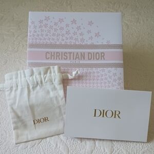 Dior empty gift box. White pouch, tissue paper, receipt envelope.
